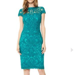 - New Tadashi  Shoji CORDED EMBROIDERY ON TULLE CAP SLEEVE DRESS